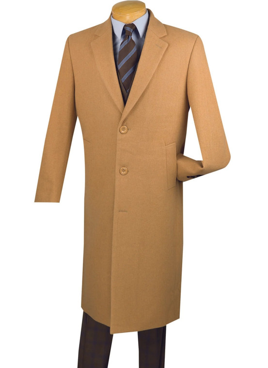 Fortini Classic 48in Long Wool Overcoat - Camel