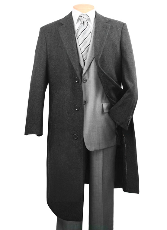 Fortini Classic 48in Long Wool Overcoat - Charcoal