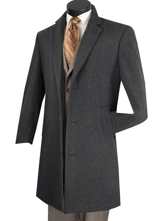 Fortini Classic 38in Wool Short Car Coat -  Charcoal