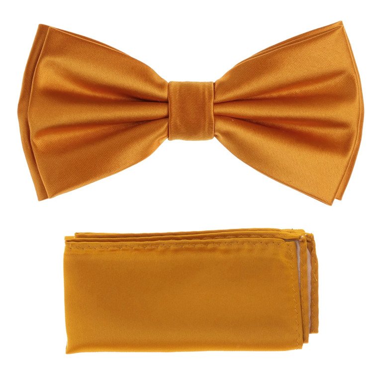 Marigold 100% Silk Satin Pre-Tied Silk Bow Tie Set