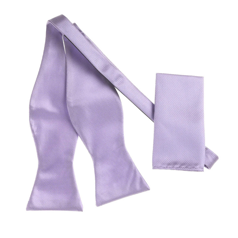 Light Purple Pin Dot Weave 100% Woven Silk Self Tie Silk Bow Tie Set