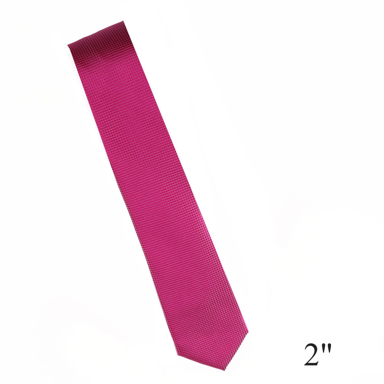 Antonia 100% Silk Pin Dot Weave Skinny Necktie - Fuchsia