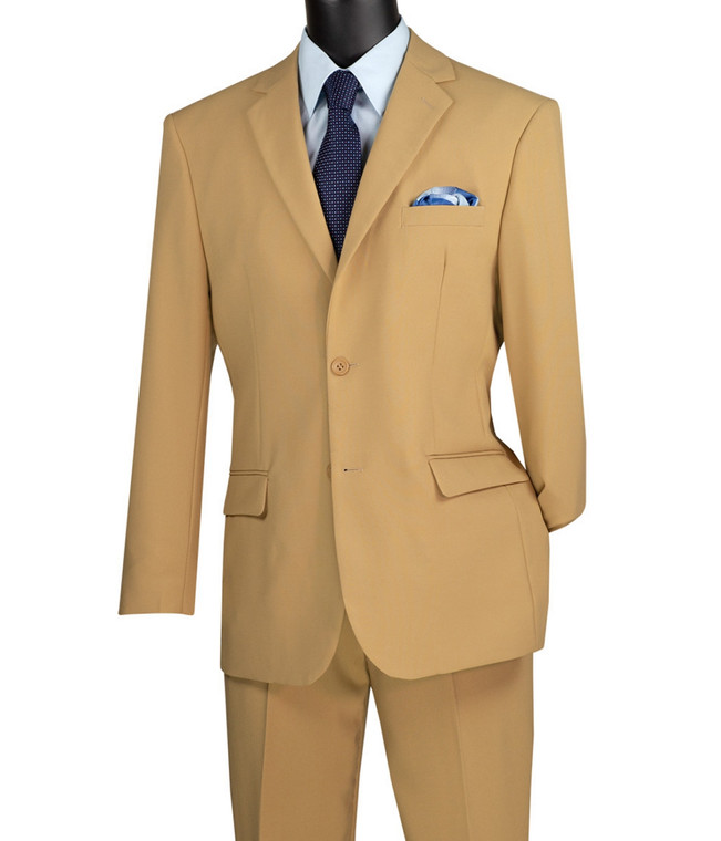 Lucci 2-Button with Flat Front Slacks Budget Suit - Khaki