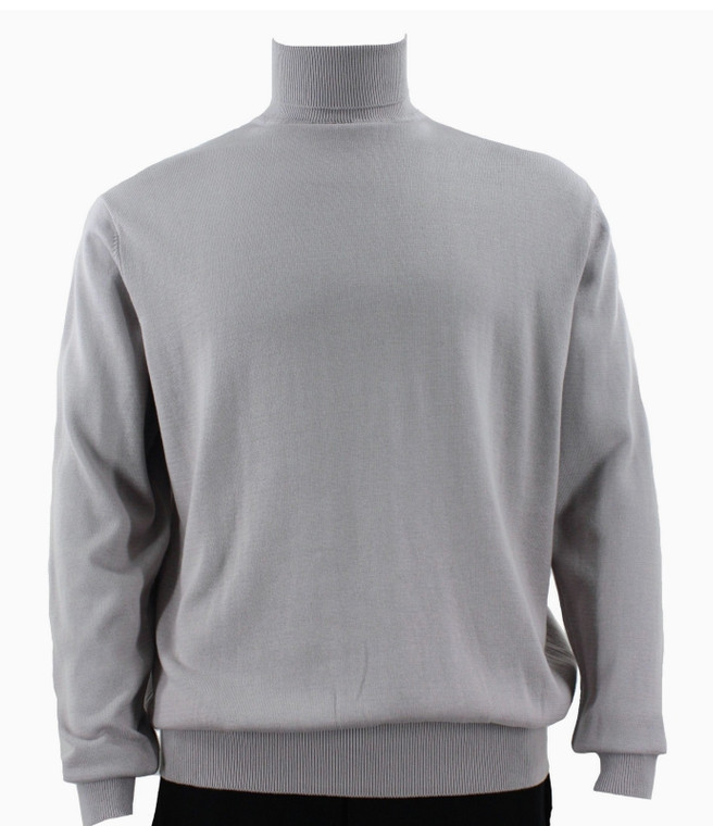 Bassiri Turtle-Neck Cotton Blend Knit Long Sleeve Sweater - Silver