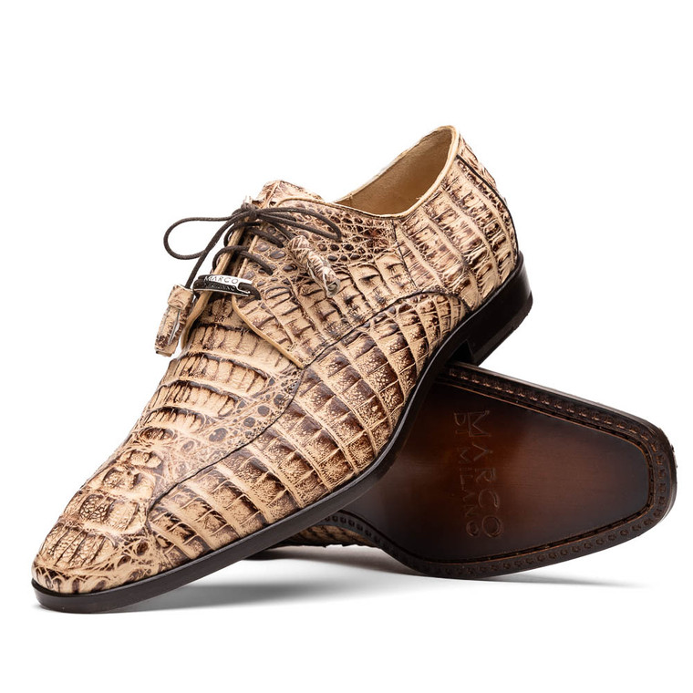 Marco di Milano Genuine Caiman Crocodile Dress Tie Shoe - Rustic Brown