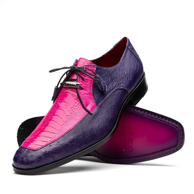 Marco di Milano Genuine Ostrich Leg Dress Tie Shoe - Pink & Purple