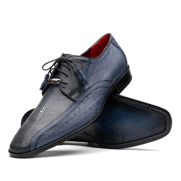 Marco di Milano Genuine Ostrich & Stingray Dress Tie Shoe - Navy Blue