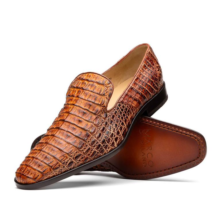 Marco di Milano Genuine Caiman Crocodile Dress Loafer - Cognac