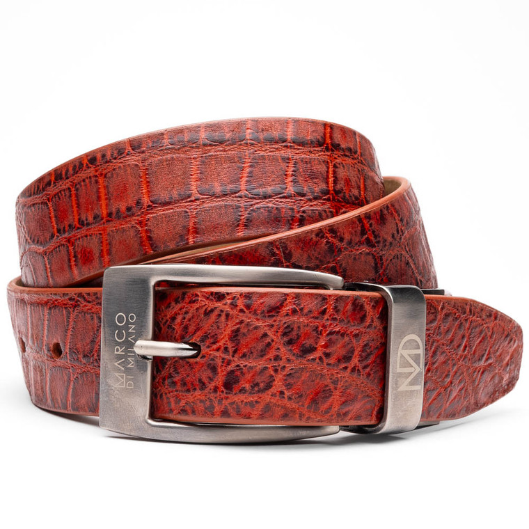 Marco di Milano Genuine Alligator Dress Belt - Antique Cognac