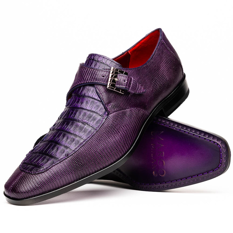 Marco di Milano Genuine Crocodile & Lizard Monk Strap Dress Shoe - Purple