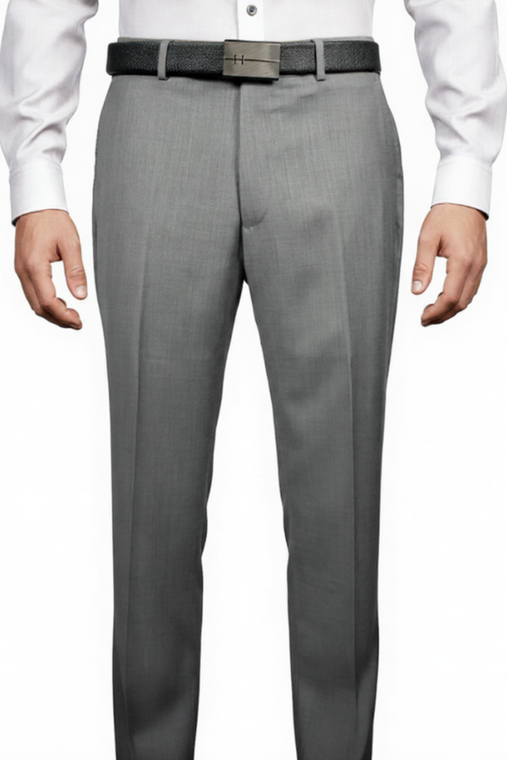 Leonardo Valenti Modern 100% Wool Dress Slacks - Light Grey