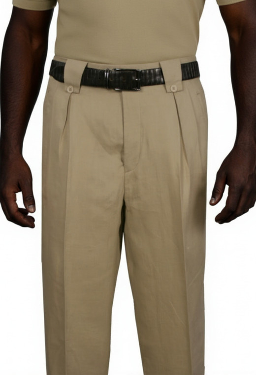 Veronesi 100% Camel Tan Linen Wide-Legged Slacks
