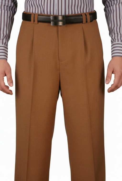 Veronesi 100% Wool Wide-Legged Slacks - Copper Plaid Weave