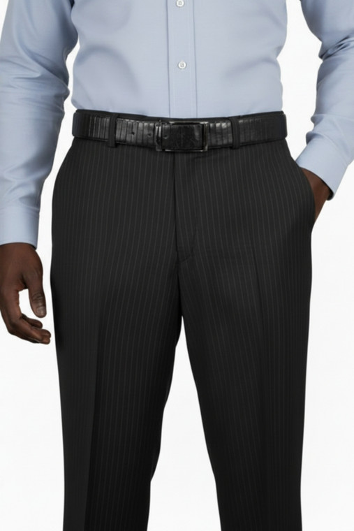 Leonardo Valenti 100% Wool Dress Slacks - Made in Italy - Black Multi Stripe