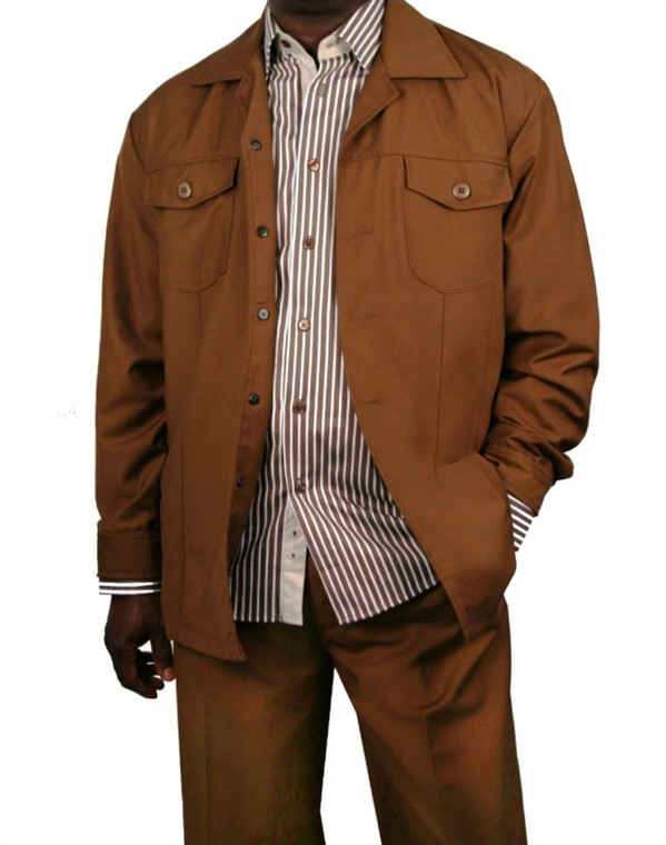 Leonardo Valenti 2-Piece Wide Leg Walking Suit - Rust
