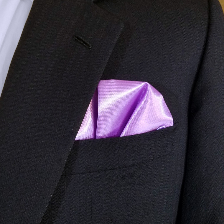 Lavender Purple Satin Pre-Folded Pocket Square Insert