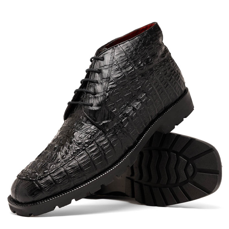 Marco di Milano Genuine Caiman Crocodile Chukka Boot - Black