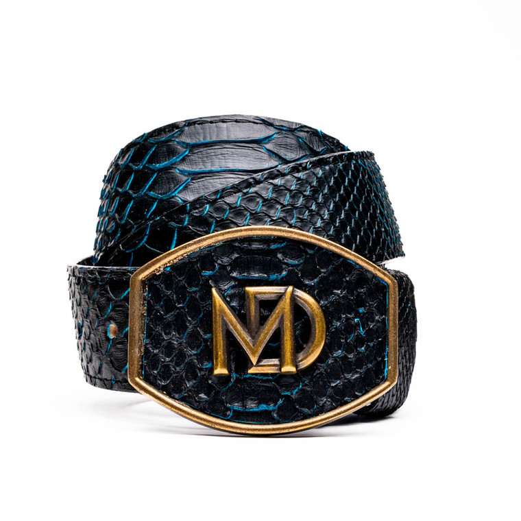 Marco di Milano Genuine Python Western Belt - Black/Blue