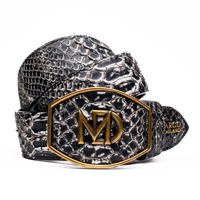 Marco di Milano Genuine Python Western Belt - Black & White Mix