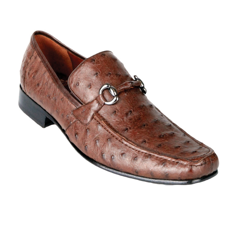 Los Altos Genuine Ostrich Quill Horse Bit Dress Loafer - Brown