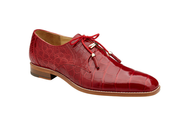Belvedere 100% Genuine Alligator Classic Dress Tie Shoe - Red