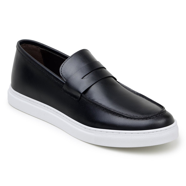 Belvedere Deerskin Leather Modern Penny Loafer - Black
