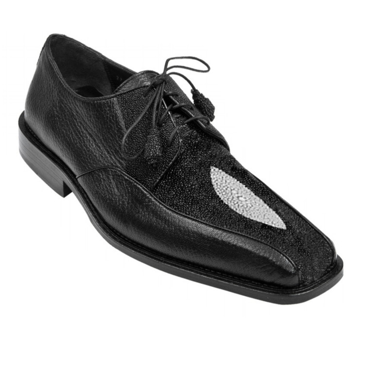 Los Altos Genuine Stingray & Deer Leather Dress Shoe - Black