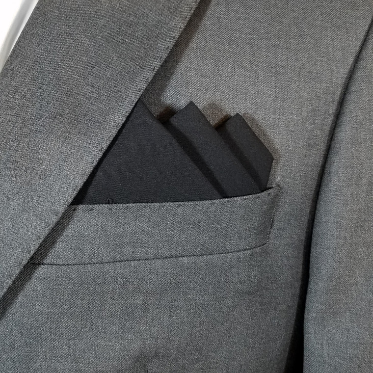 Black 100% Cotton Pre-Folded Pocket Square Handkerchief Insert
