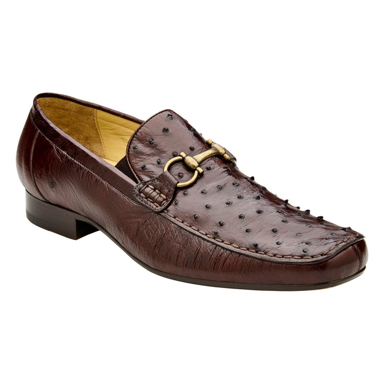 Belvedere Genuine Ostrich Quill Horsebit Loafer - Brown