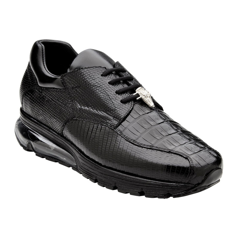 Belvedere Genuine Caiman Crocodile & Lizard Sneakers - Black