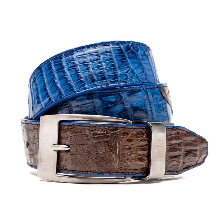 Marco di Milano Genuine Caiman Two-Tone Dress Belt - Brown & Blue