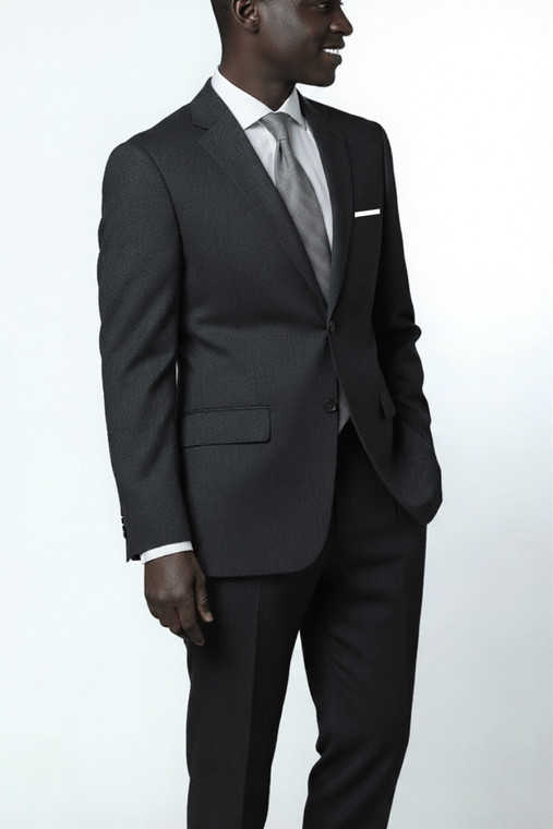 Barocci Super 150's Wool Classic Italian Suit - Pleated Slacks - Charcoal