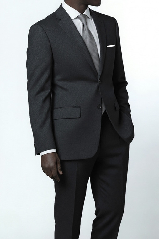 Barocci Super 150's Wool Classic Italian Suit - Pleated Slacks - Charcoal