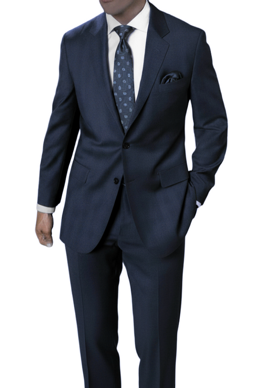 Barocci Super 130's Blue Plaid Italian Suit - Flat Front Slacks - Classic Fit