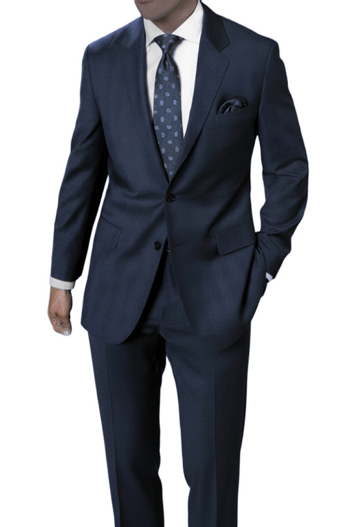 Barocci Super 130's Blue Plaid Italian Suit - Flat Front Slacks - Classic Fit
