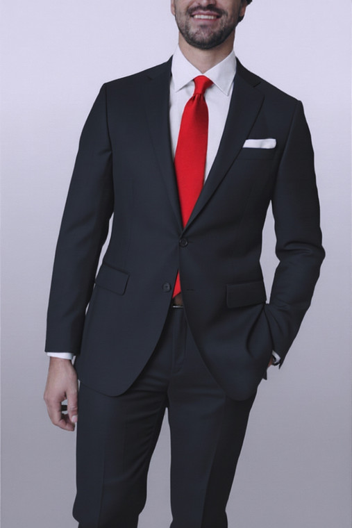 Barocci Super 150's Wool Modern Trim Fit Italian Suit - New Navy Blue
