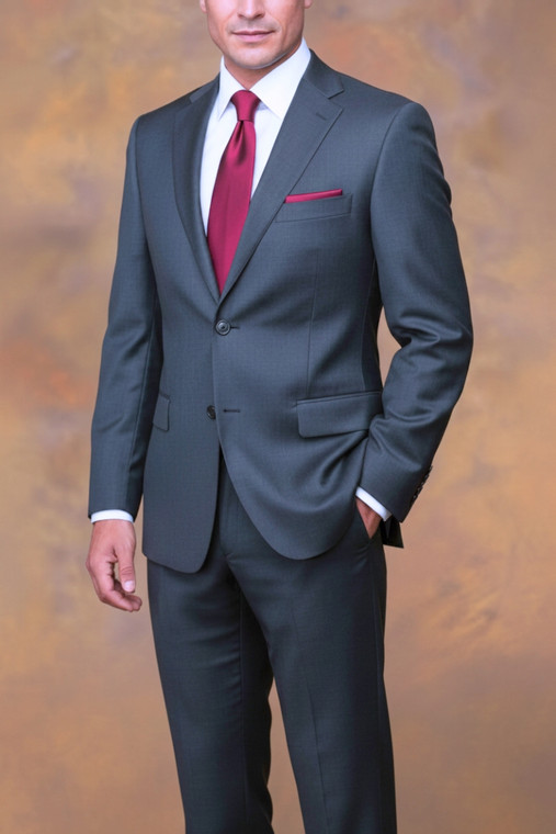 Barocci Super 110's Dark Blue Sharkskin Weave Italian Suit - Flat Front Slacks - Classic Fit