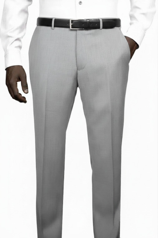 Barocci Super 110's Wool Italian Dress Slacks - Modern Trim Fit - Light Grey
