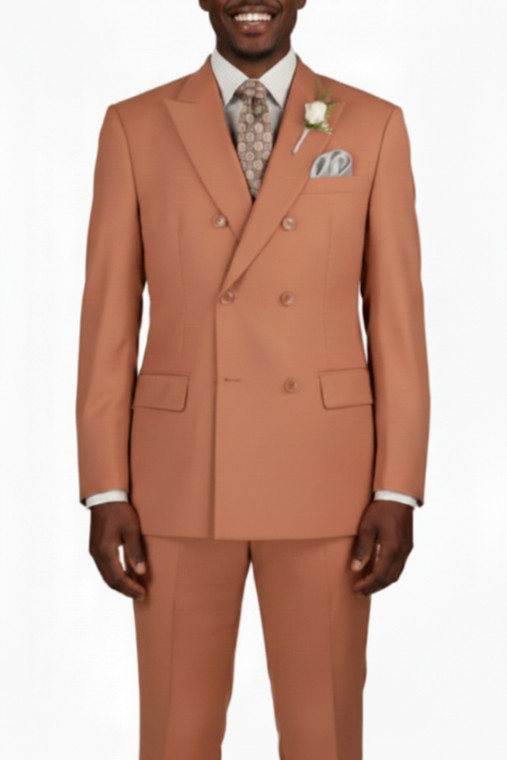 Vinci Double-Breasted Suit with Hidden Adjustable Waist - Amber