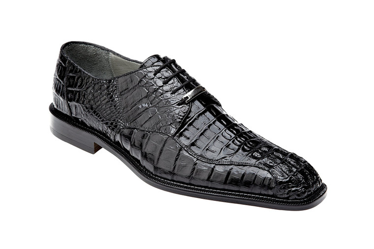 Belvedere 100% Genuine Hornback Classic Dress Tie Shoe - Black