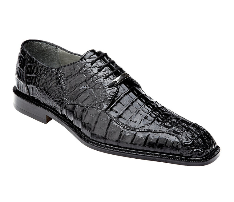 Belvedere 100% Genuine Hornback Classic Dress Tie Shoe - Black