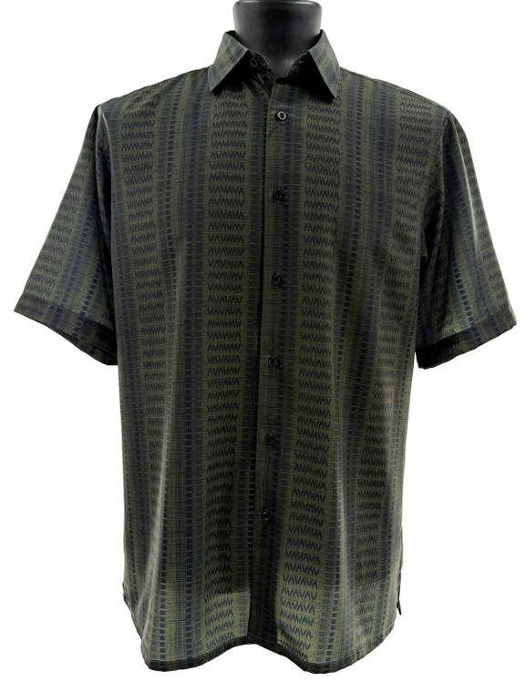 Bassiri Short Sleeve Camp Shirt - Arrow Design in Olive