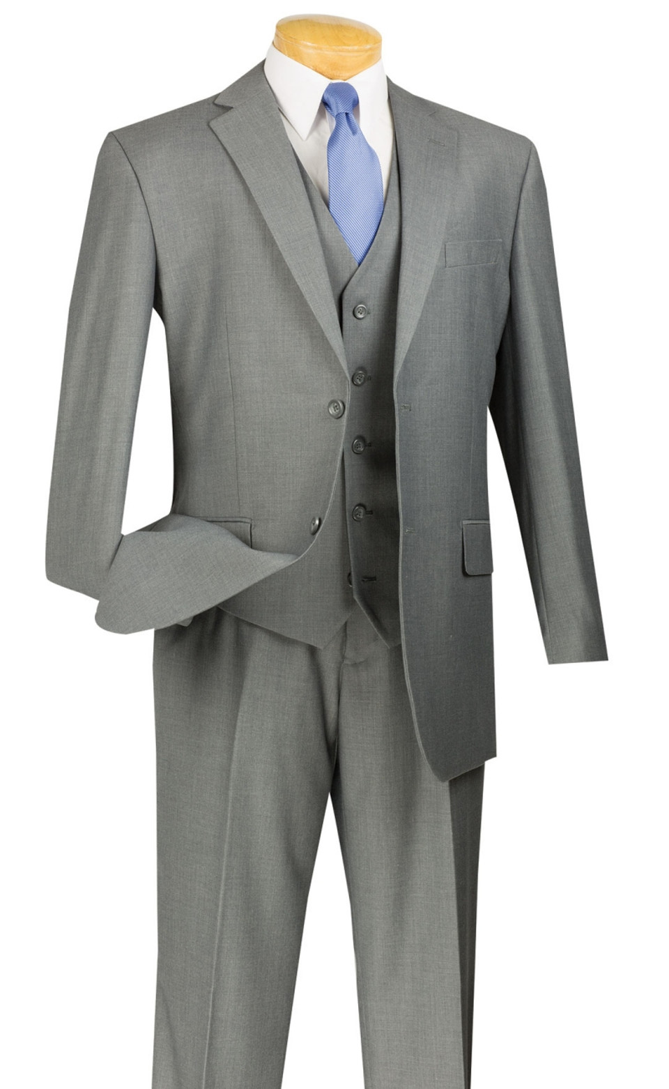 Vinci 2-Button Classic Suit with Vest - Medium Grey - X ...