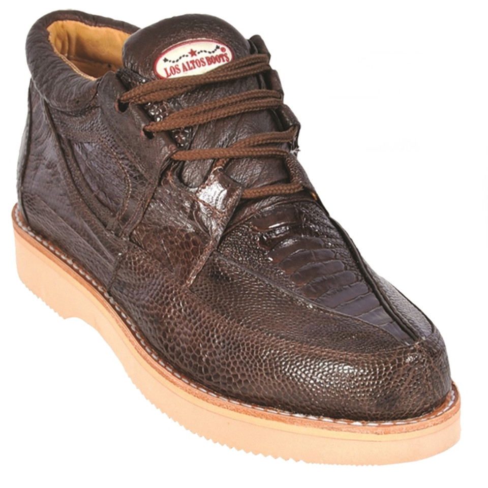 Los Altos Genuine Ostrich Leg Casual Ankle Boot Brown Vavra's Menswear