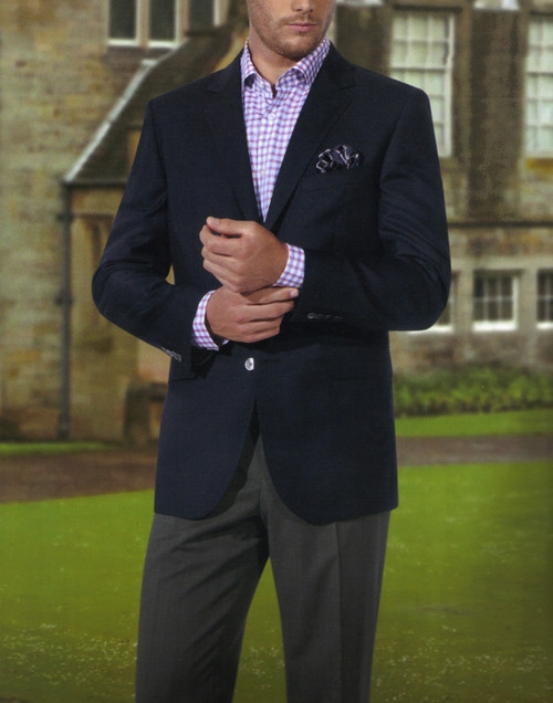 Men’s 2-Button Navy Blazer – Superior 150s Wool-Feel Microfiber Jacket main image 0