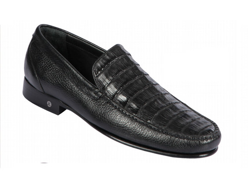 Lombardy - Genuine Caiman Crocodile u0026 Leather Loafer - Black