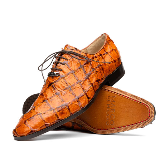 Marco di Milano Genuine Pirarucu Dress Tie Shoe - Brandy