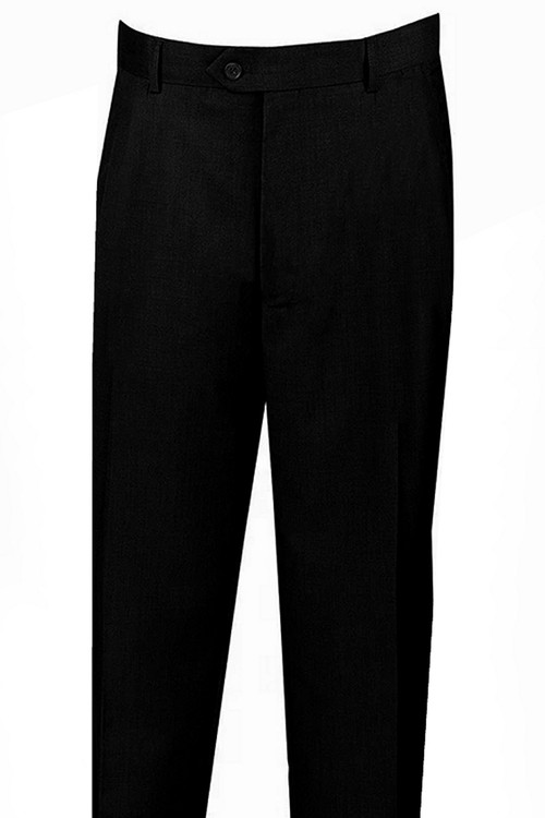 Mens Skinny Fit Wool Feel Flat Front Dress Slacks in Black main image 1