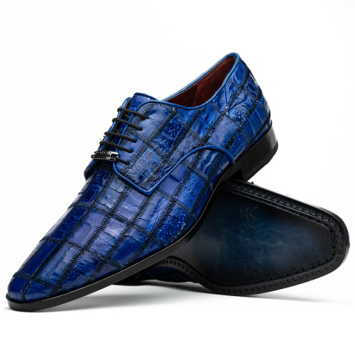 Slick ExoticaMen\'s Blue Crocodile Pattern Shoes Slick Exotica Alligator Leather Sneakers Blue Saxon Size 9  main image 3