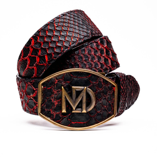 Marco di Milano Genuine Python Western Belt - Black Cherry